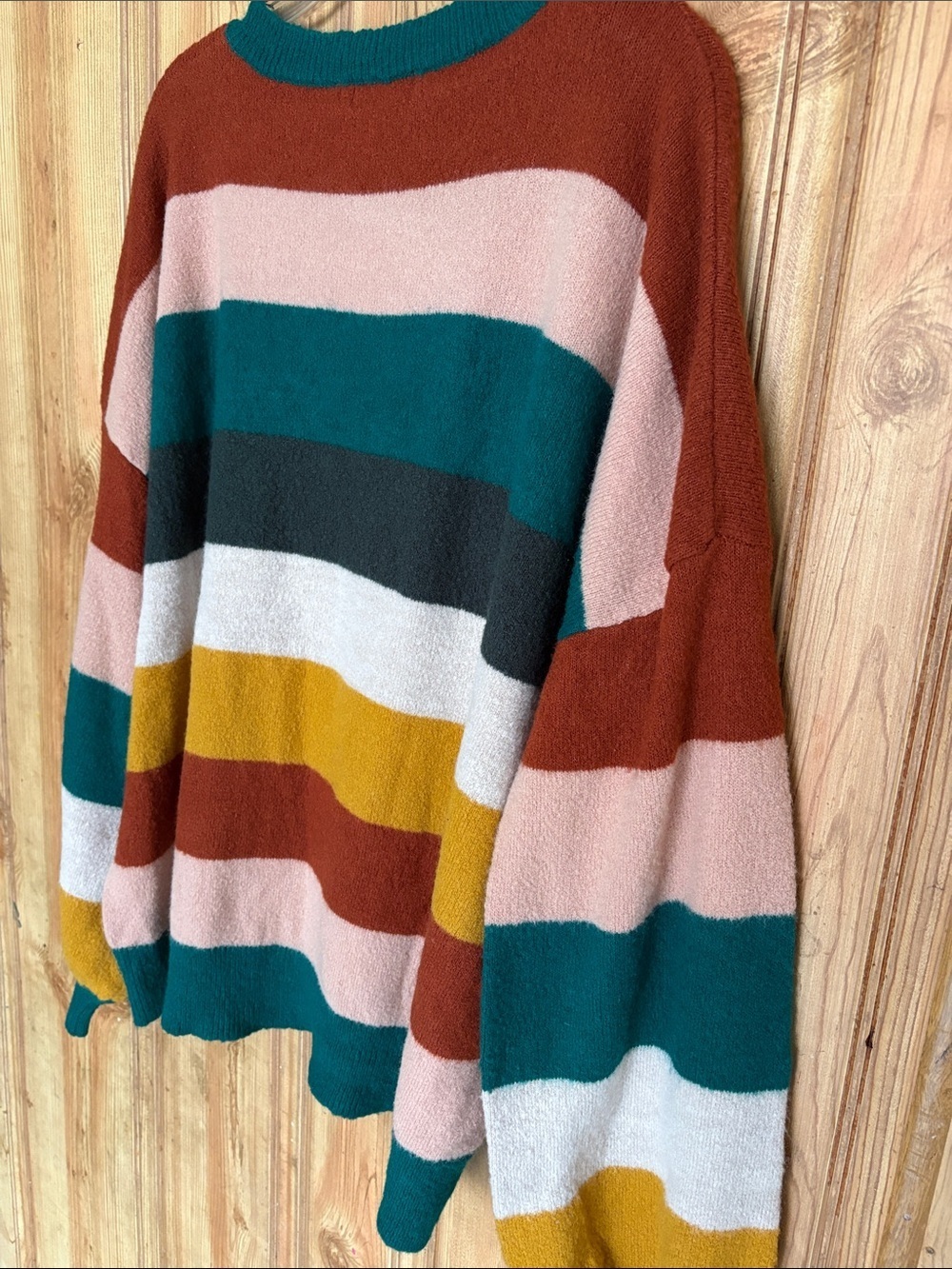 Andree Multicolor Striped Women's Sweater - Teal, Pink, Mustard & Rust - Picture 7 of 7